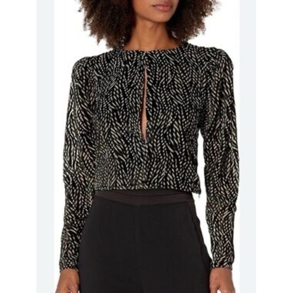 House of Harlow 1960 x REVOLVE Black Burnout Velvet Crop Top Medium NWT